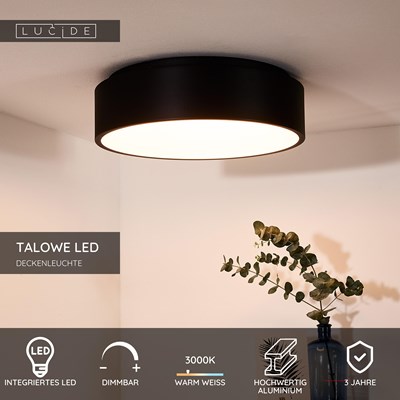 Lucide TALOWE LED - Deckenleuchte - Ø 45,5 cm - LED Dim. - 1x30W 3000K - Schwarz